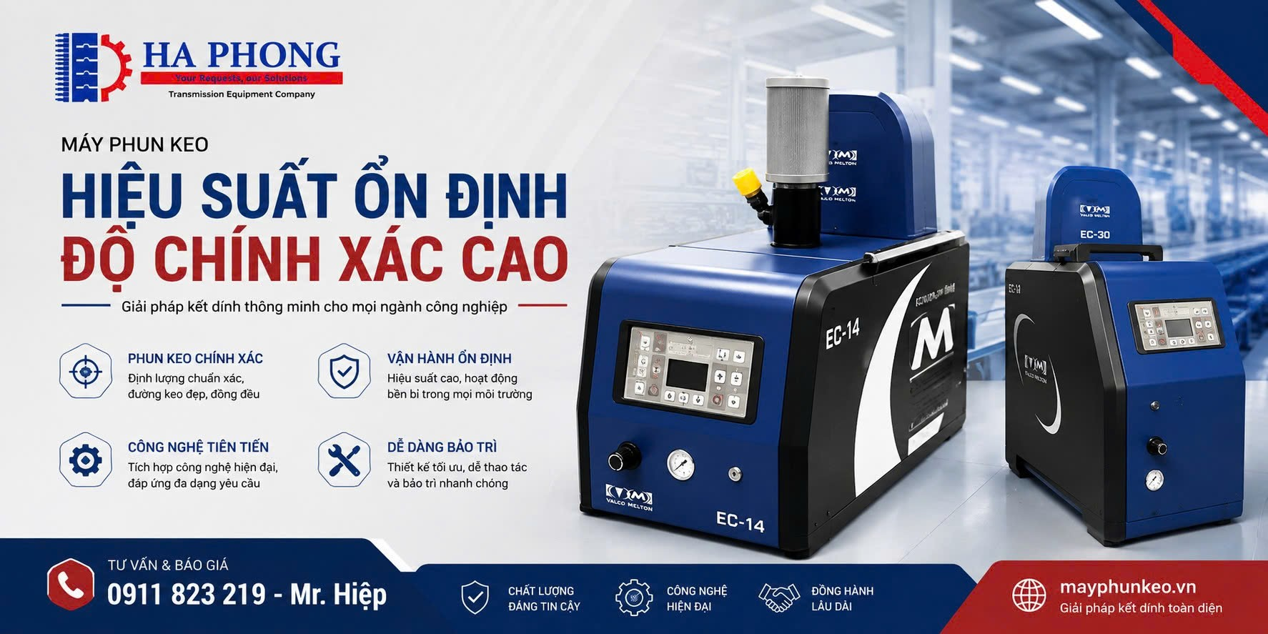Máy phun keo Valco Melton EC - hiệu suất ổn định và độ chính xác cao